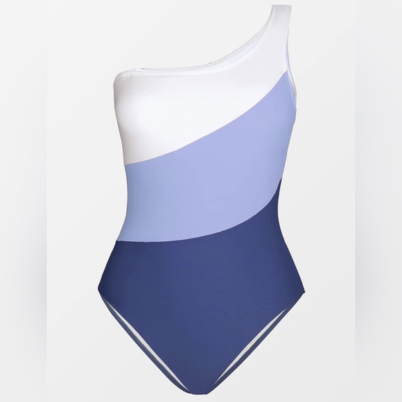 🛍️NWT Cupshe Blue and White One Piece Swimwear with Color Block Design XL - Picture 3 of 9